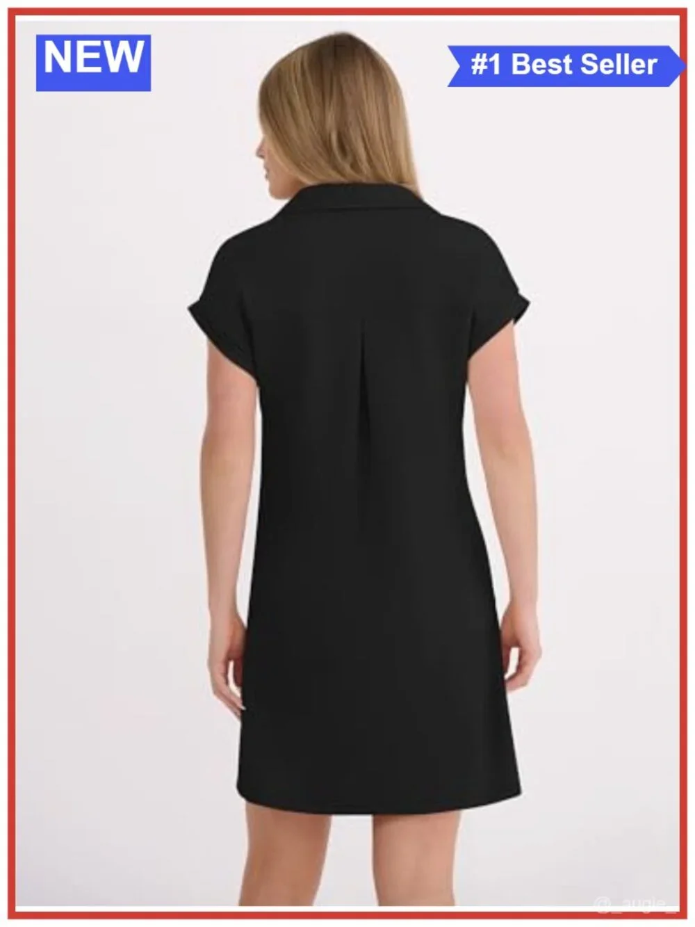 Women's Casual V Neck Mini Shirt Dress with Pockets Cap Sleeve Summer Vacation
